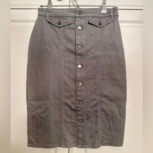 Banana Republic grey denim button-down midi pencil skirt size 0